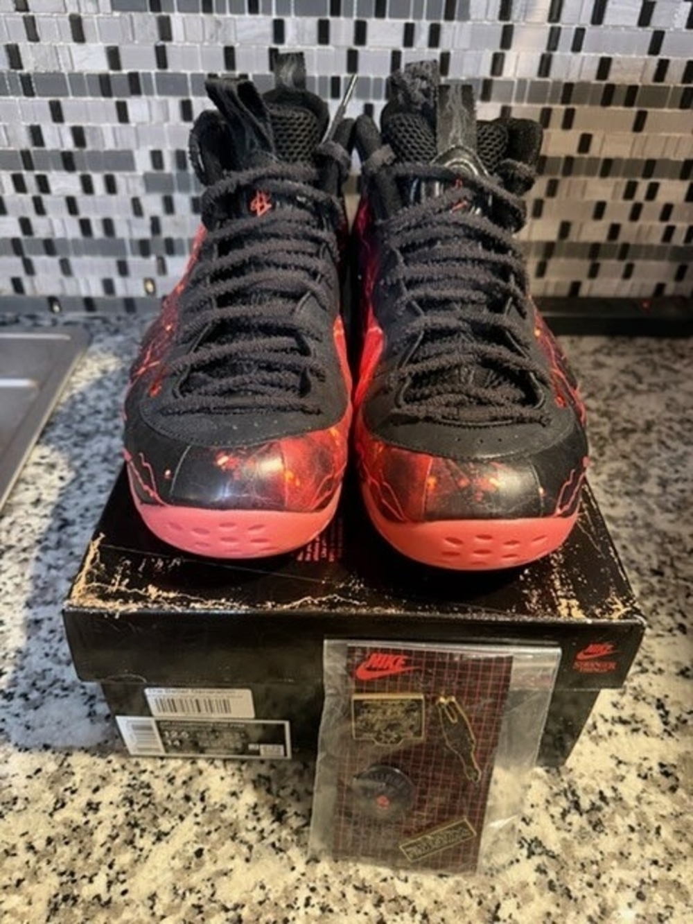 Nike Adult Mens Sneakers in Black & Red Marble Accents